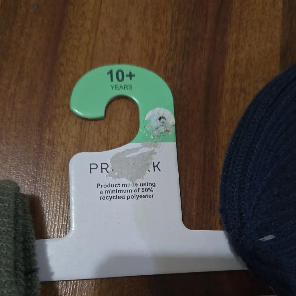 Navy Ribbed Beanie, Scarf & Gloves Set KIDS Olive Orange Trim NWT SIZE 10+